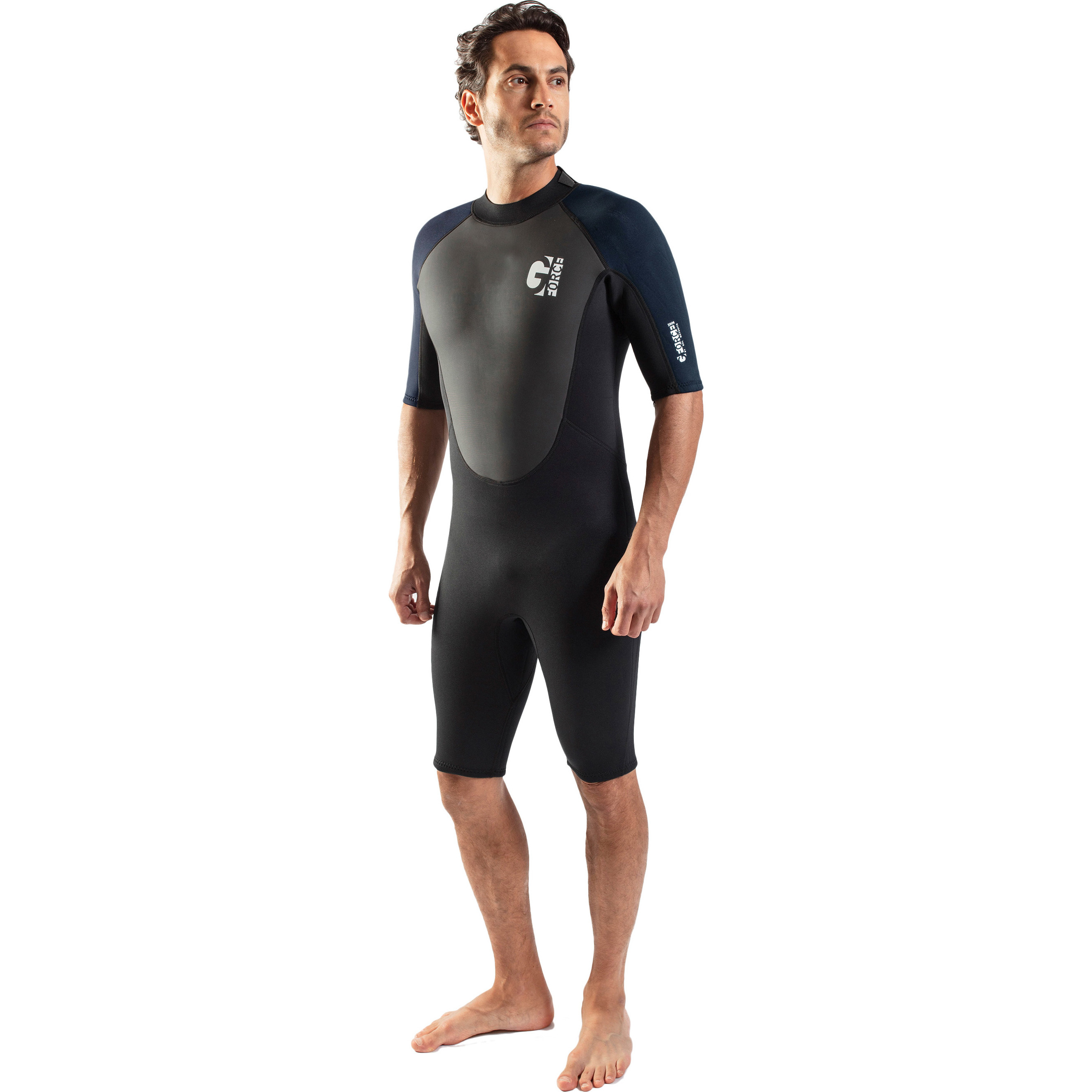 2025 Gul Mens G-Force 3mm Back Zip Shorty Wetsuit GF3305-B7 - Black / Navy