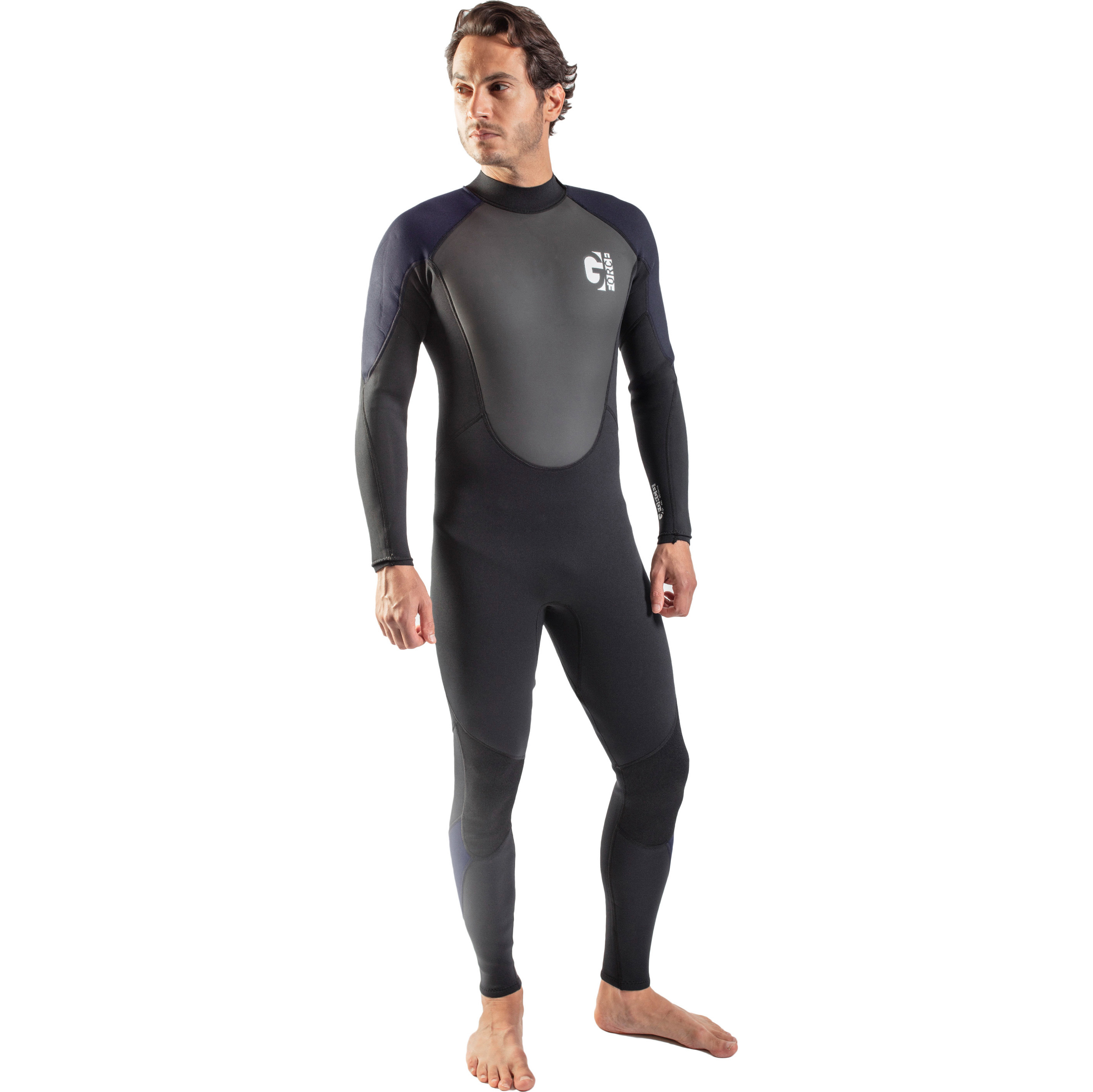 2025 Gul Mens G-Force 3mm Back Zip Flatlock Wetsuit GF1305-B7 - Black / Navy