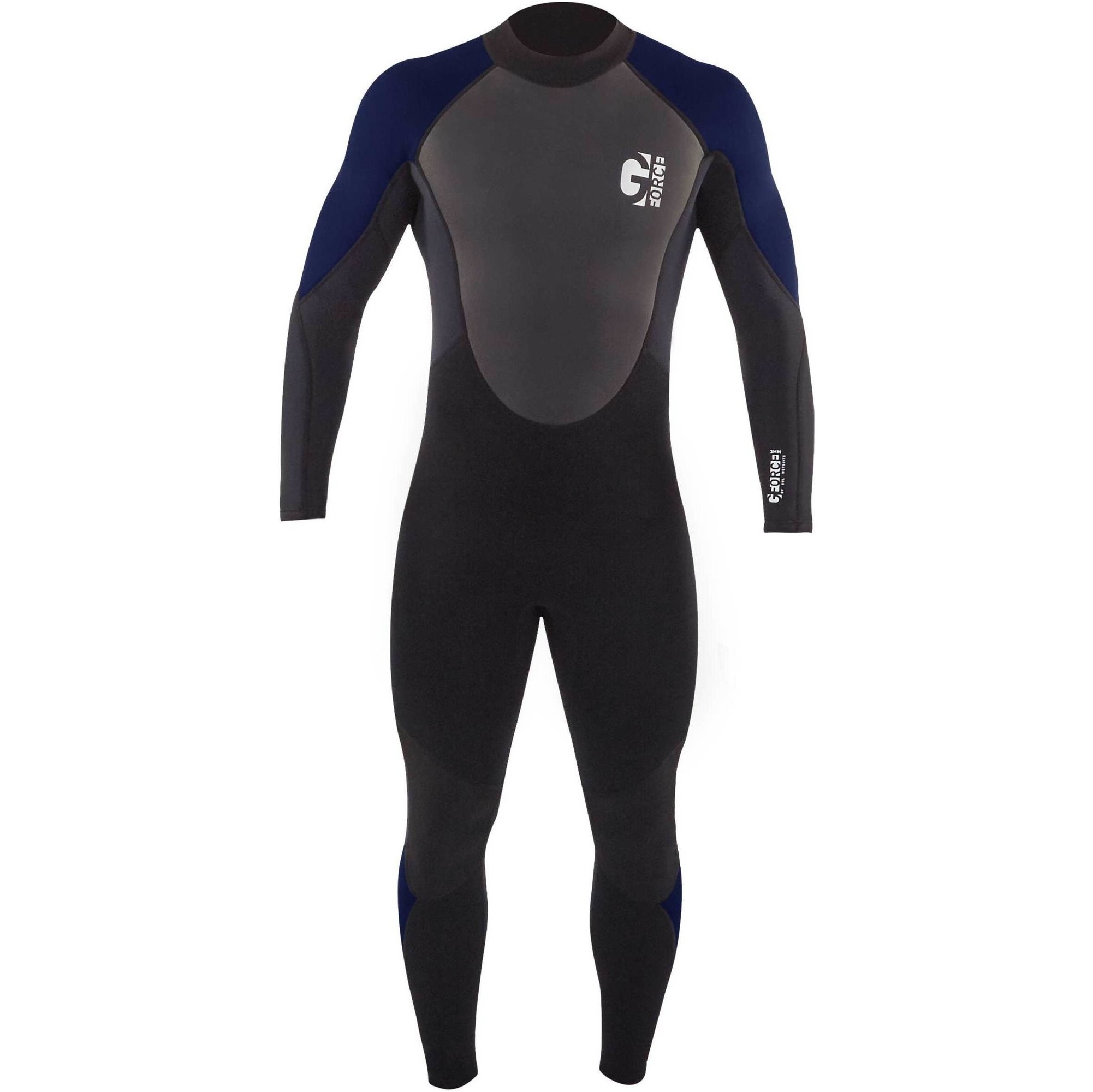 2025 Gul Mens G-Force 3mm Back Zip Flatlock Wetsuit GF1305-B7 - Black / Navy