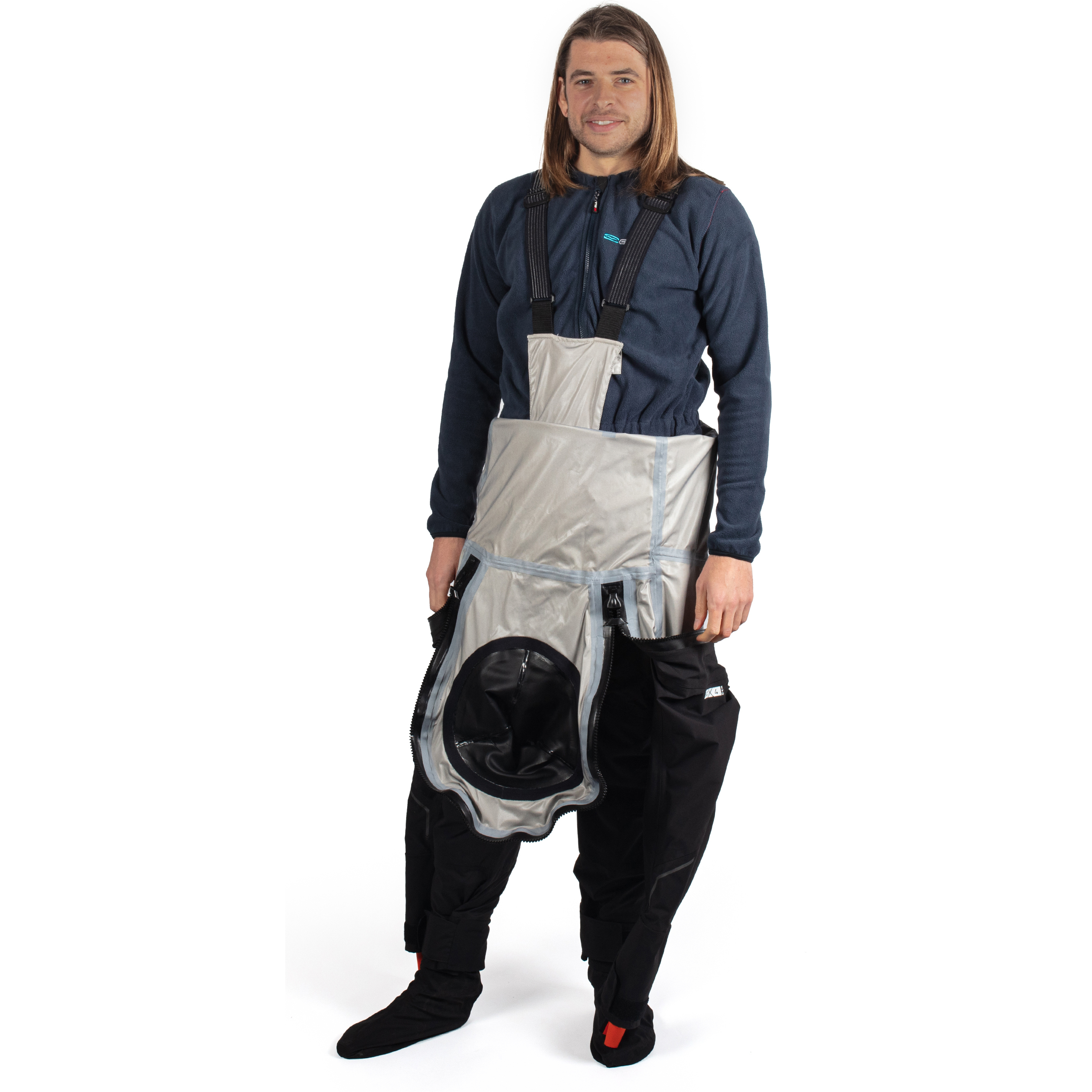 2025 Gul Mens Code Zero Stretch U-Zip Drysuit & Underfleece GM0368-B9 - Black