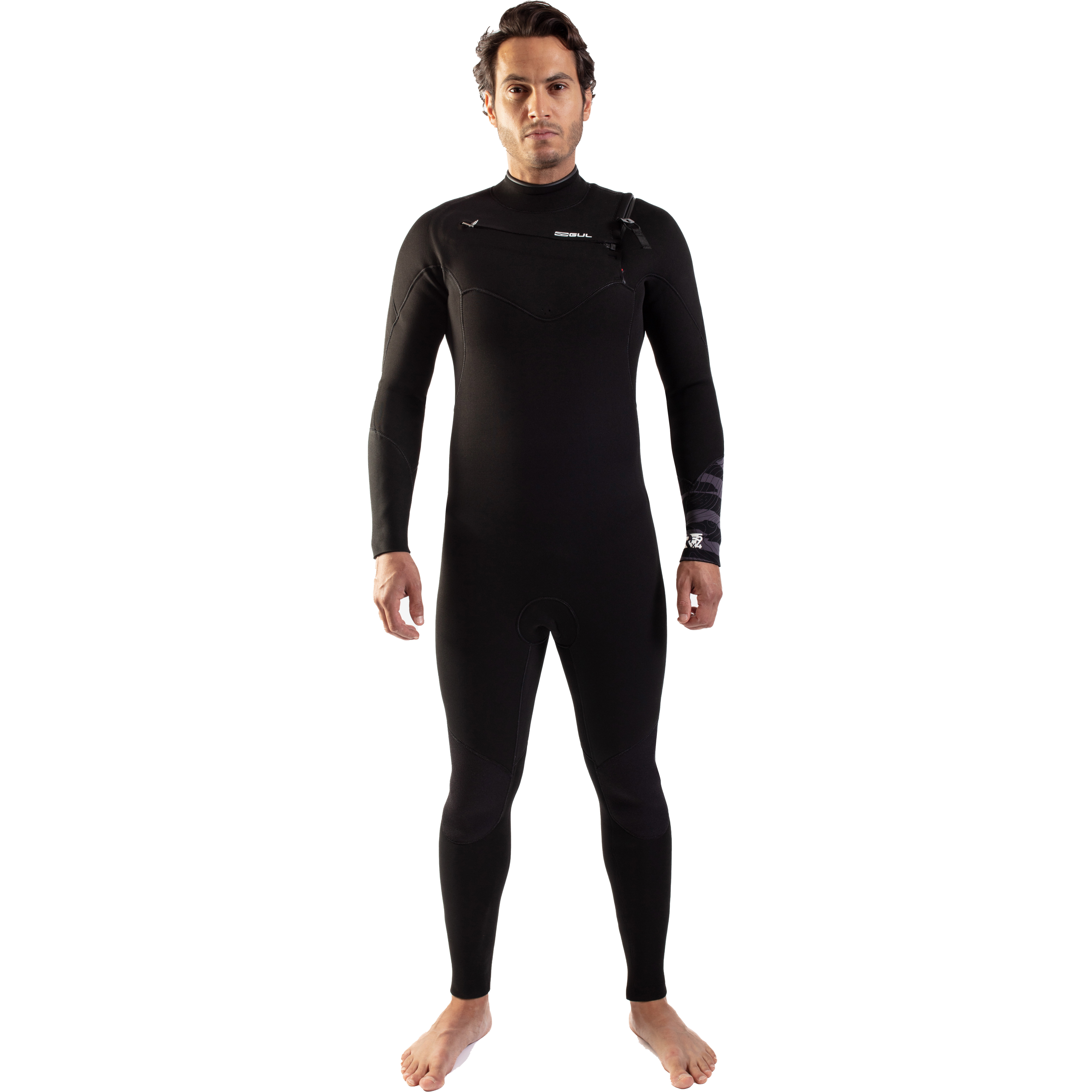 2025 Gul Mens Response FX 5/4mm Chest Zip Wetsuit RE1242-C1 - Black / Contour Camo