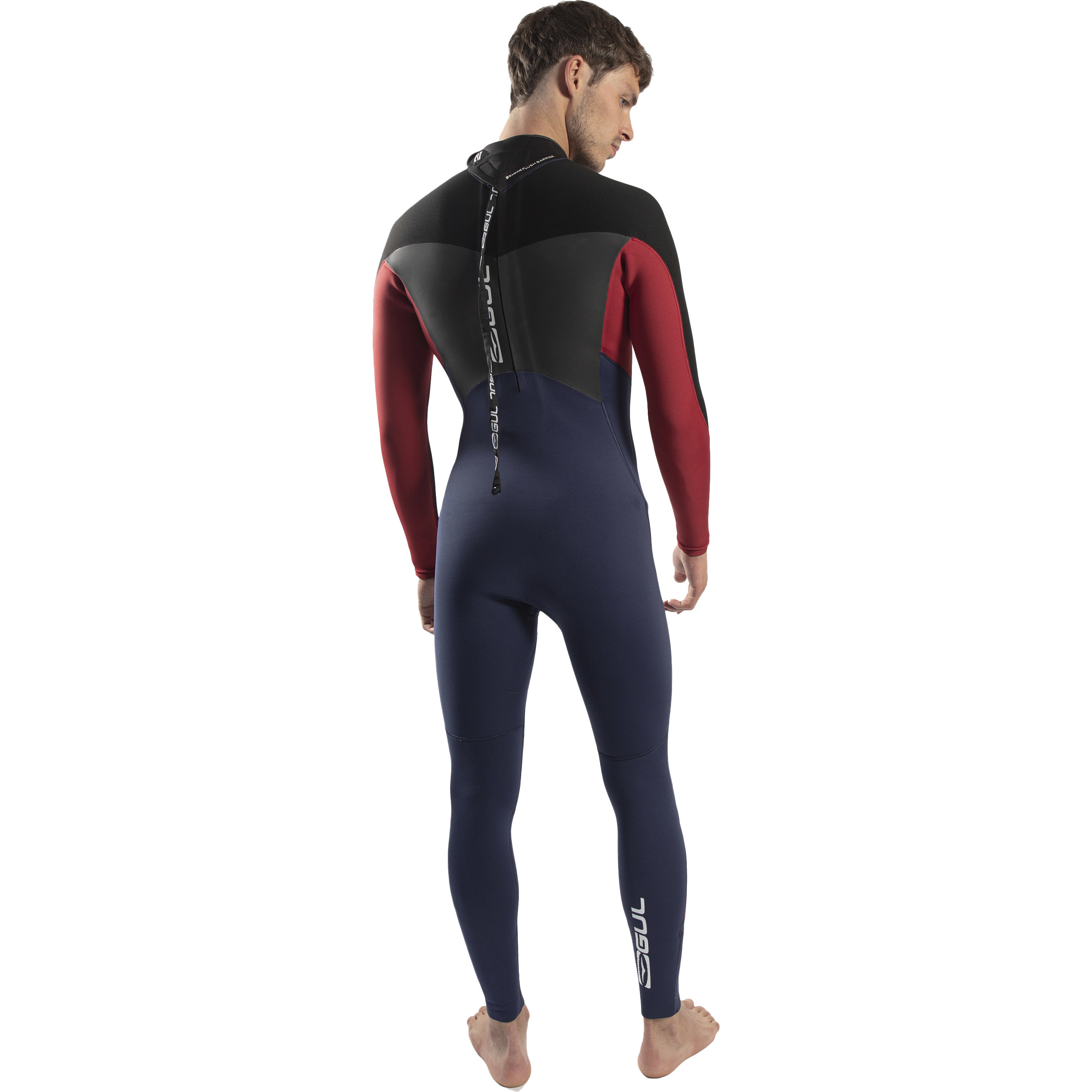 2025 Gul Mens Response 4/3mm GBS Back Zip Wetsuit RE1246-C1 - Navy / Red