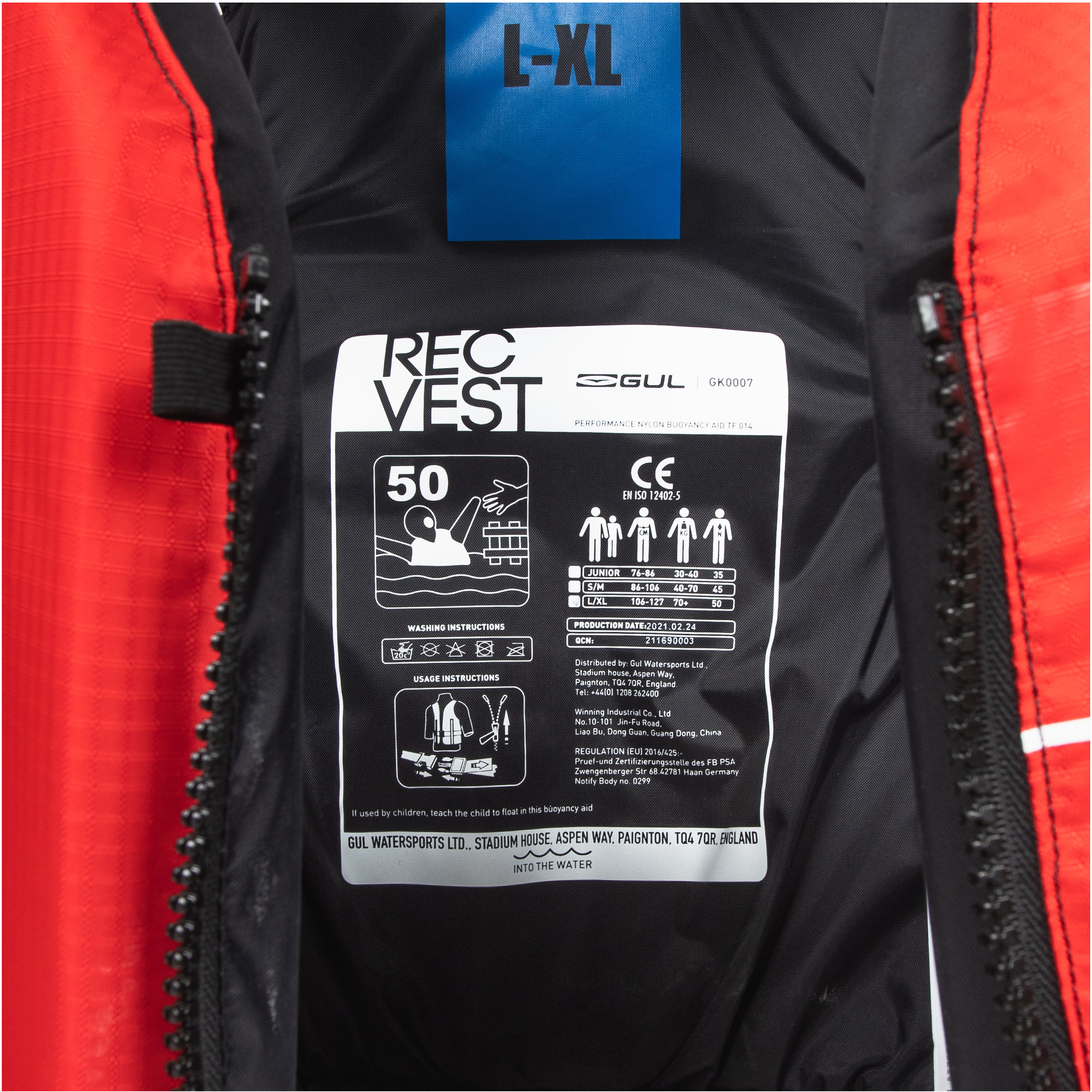 2025 Gul Junior Recreation Vest Buoyancy Aid Gk0007-B7 - Red / Black