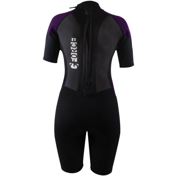 2025 Gul Womens G-Force 3mm Back Zip Shorty Wetsuit GF3306-B7 - Black / Mulberry