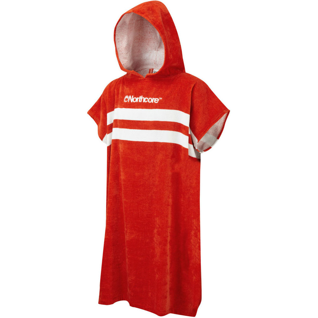 2025 Northcore Beach Basha Stripe Hooded Towel Changing Robe / Poncho NOCO241 - Red