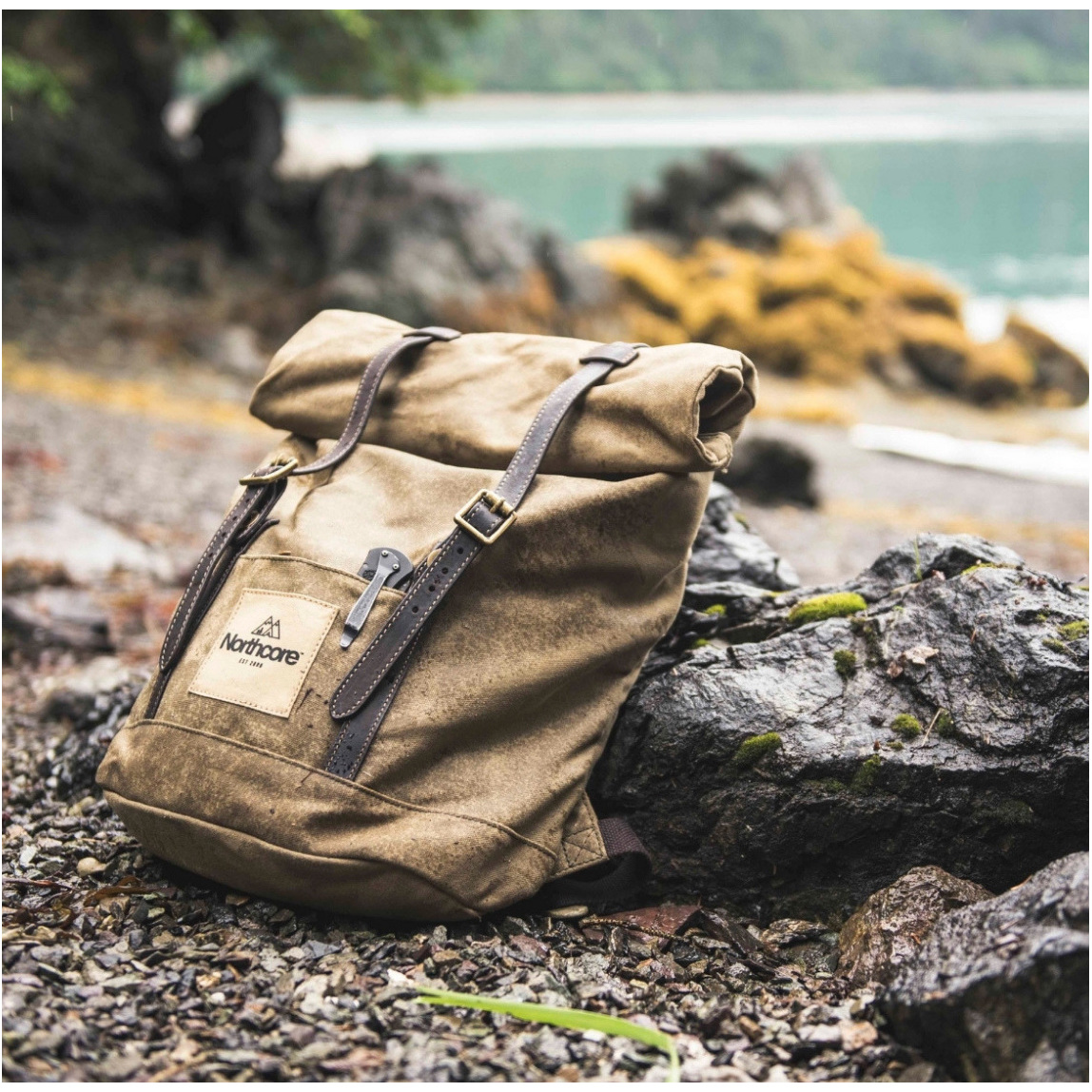 2025 Northcore Waxed Canvas Backpack NOCO118 - Olive Green