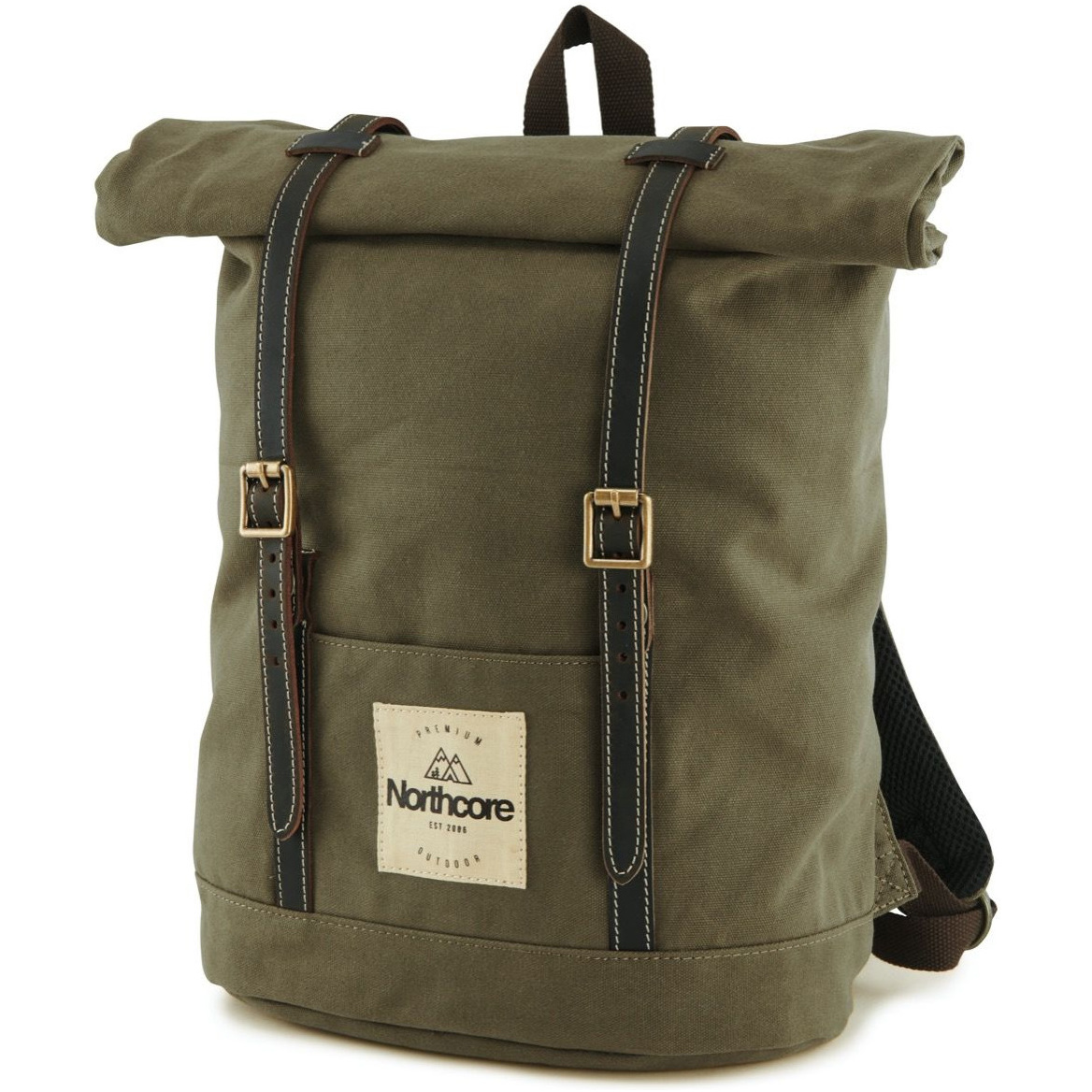 2025 Northcore Waxed Canvas Backpack NOCO118 - Olive Green