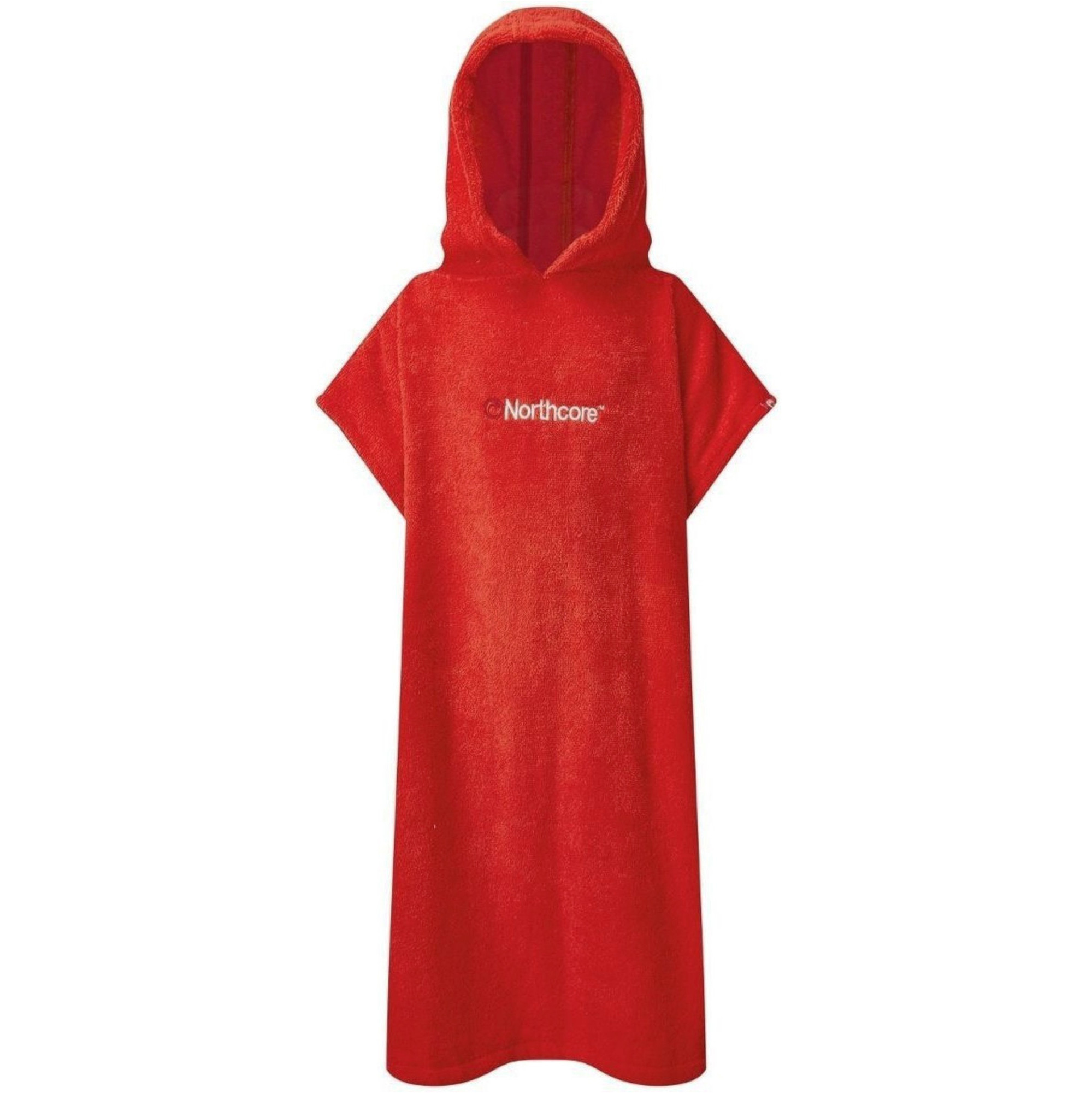 2025 Northcore Kids Beach Basha Hooded Towel Changing Robe / Poncho NOCO24D - Red