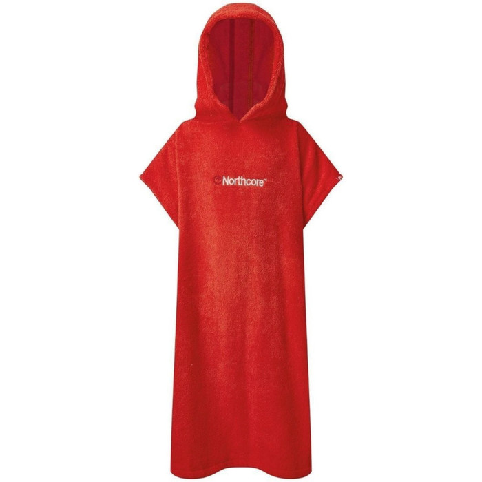 2024 Northcore Kids Beach Basha Hooded Towel Changing Robe / Poncho NOCO24D - Red