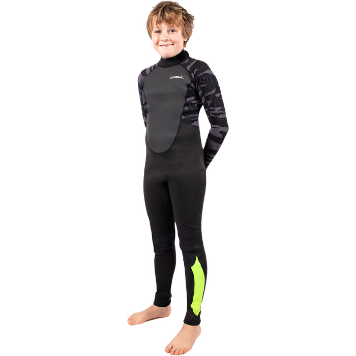 2024 Gul Junior Response 3/2mm Flatlock Back Zip Wetsuit RE1322-C1 - Black / Contour Camo