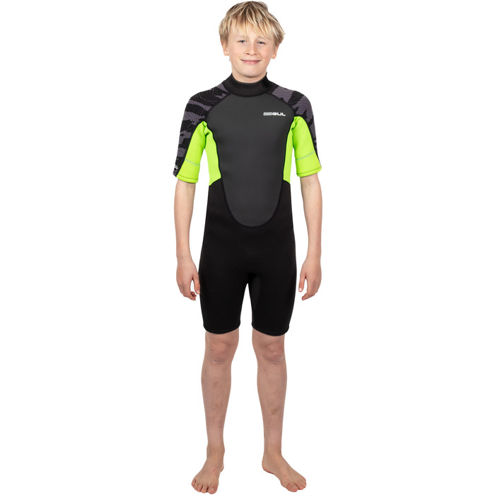 2025 Gul Junior Response 3/2mm Back Zip Shorty Wetsuit RE3322-C1 - Black / Contour Camo