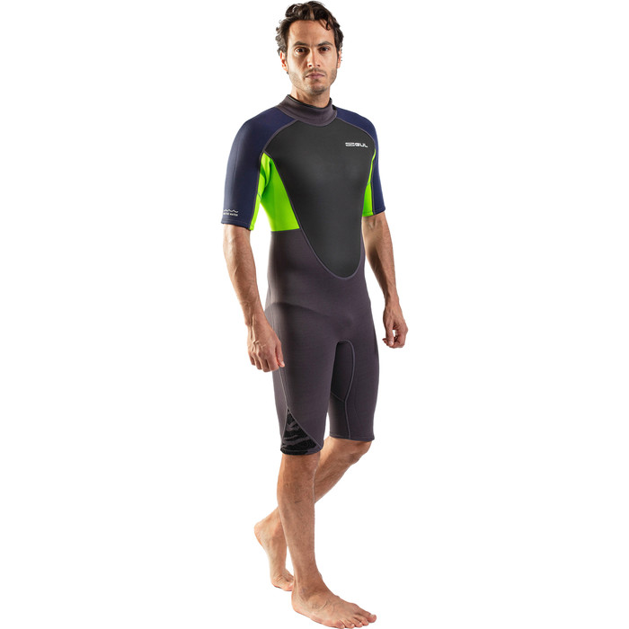 2024 Gul Mens Response 3/2mm Back Zip Shorty Wetsuit RE3319-C1 - Grey / Sulphur