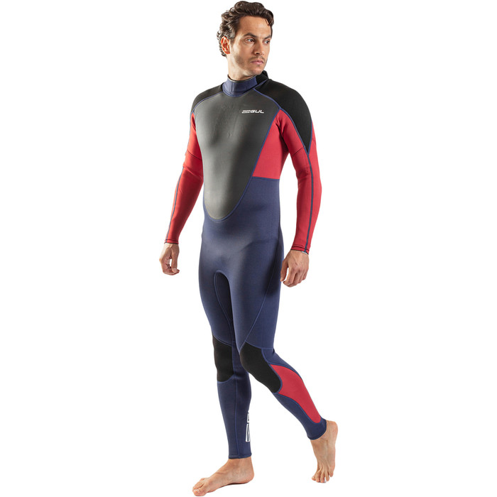 2024 Gul Mens Response 3/2mm Flatlock Back Zip Wetsuit RE1321-C1 - Red / Navy