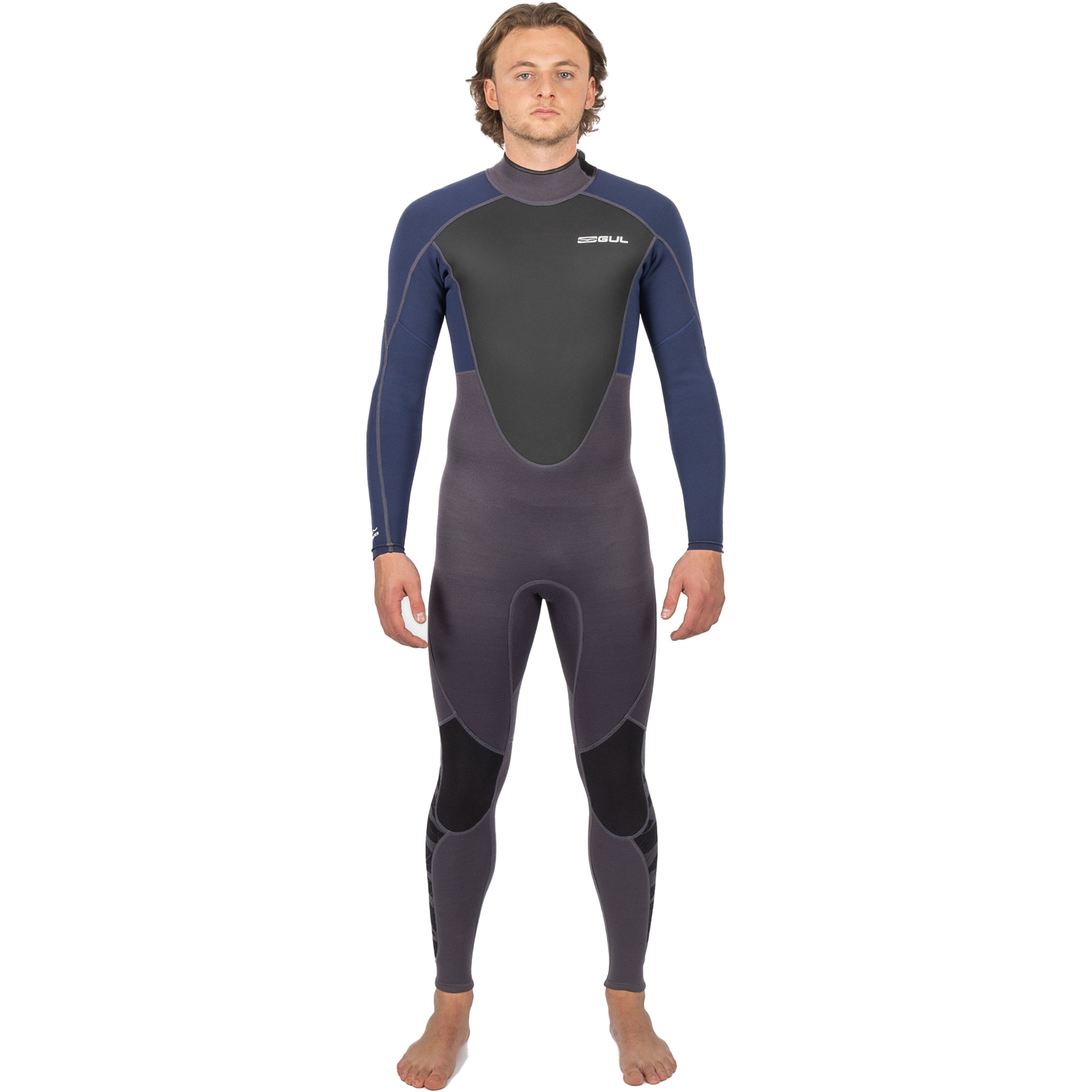 2025 Gul Mens Response 3/2mm Flatlock Back Zip Wetsuit RE1321-C1 - Grey / Navy