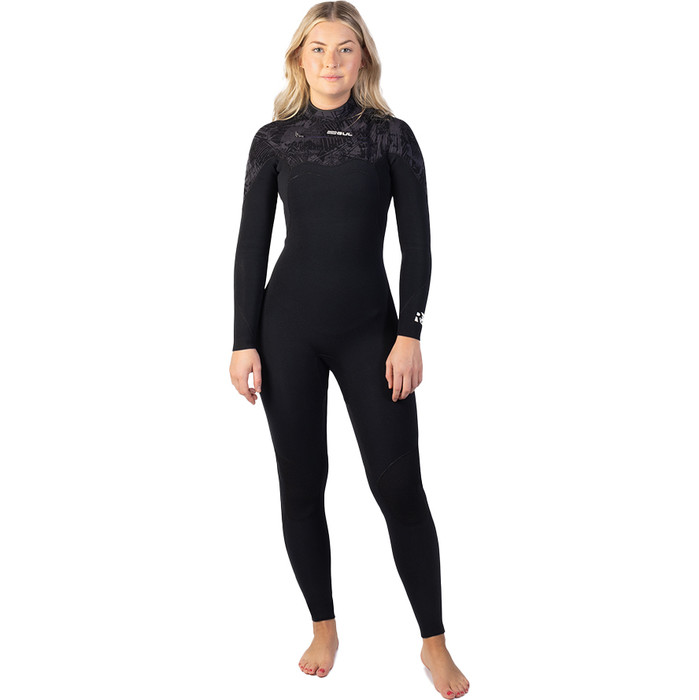 2025 Gul Womens Response FX 3/2mm GBS Chest Zip Wetsuit RE1262-C1 - Black / Broken Palm