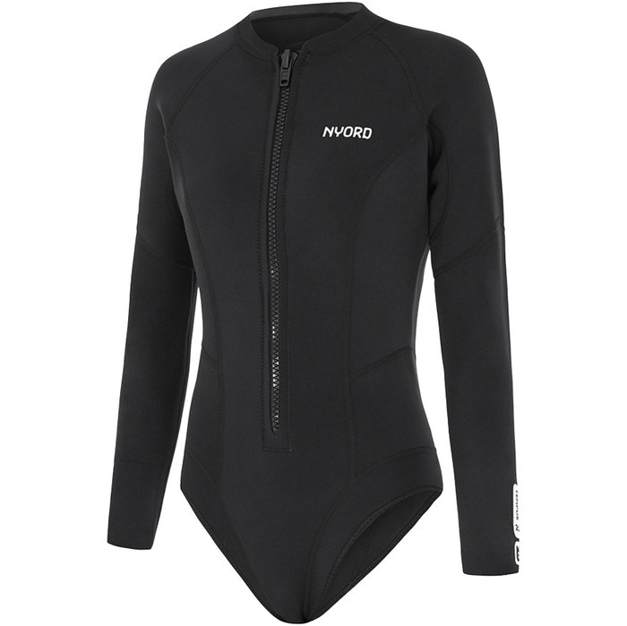 2025 Nyord Womens Tempus 2/2mm Long Sleeve Front Zip Hi Leg Shorty Wetsuit N04BA00016 - Black