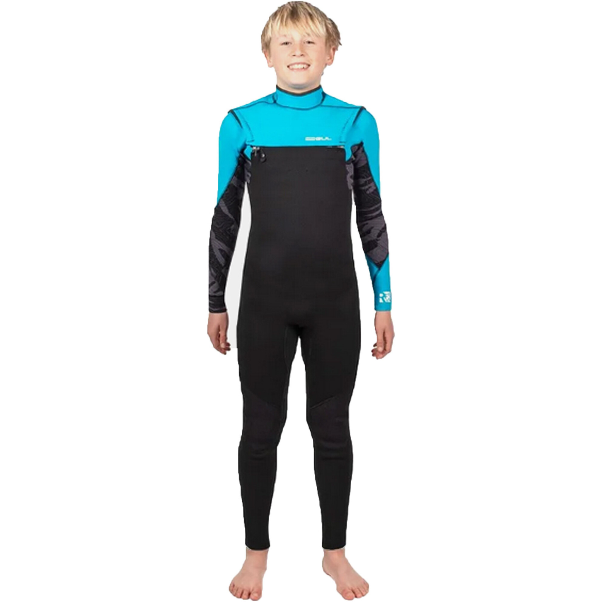 2025 Gul Junior Response FX 3/2mm Chest Zip Wetsuit RE1252-C1 - Black / Cyan