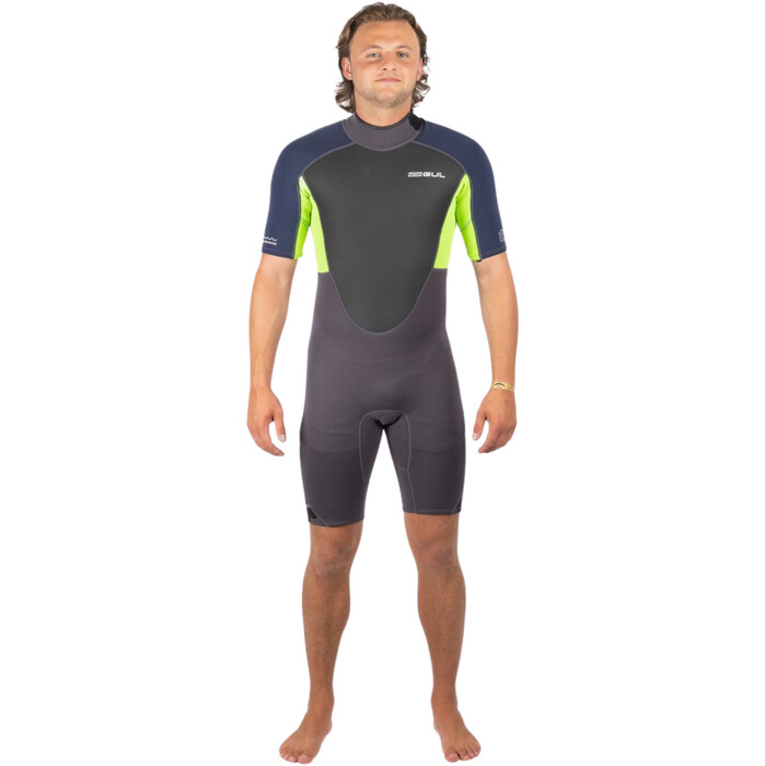 2024 Gul Mens Response 3/2mm Back Zip Shorty Wetsuit RE3319-C1 - Grey / Sulphur