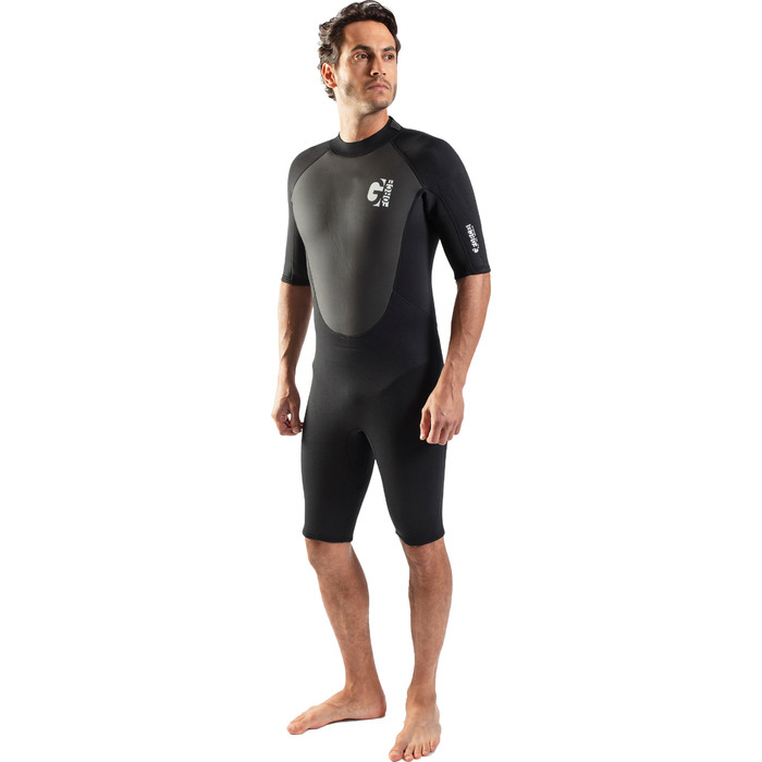 2025 Gul Mens G-Force 3mm Back Zip Shorty Wetsuit GF3305-B7 - Black