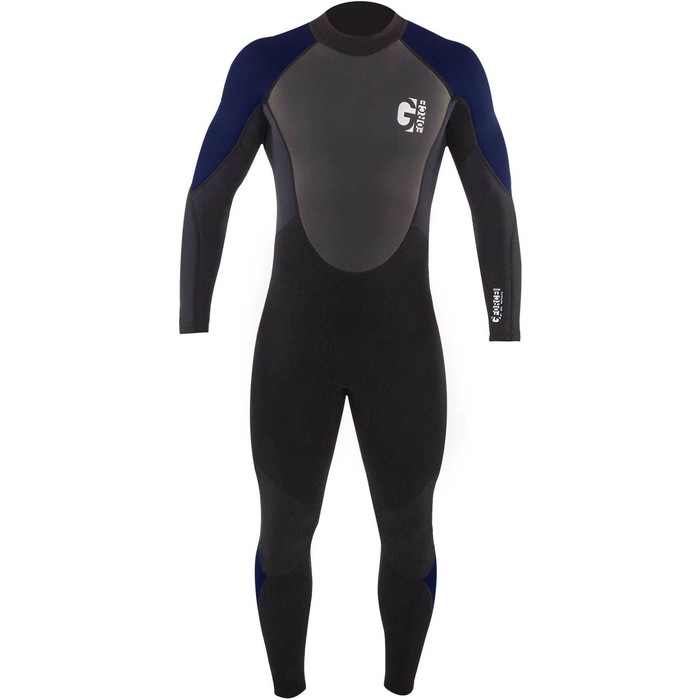 2025 Gul Mens G-Force 3mm Back Zip Flatlock Wetsuit GF1305-B7 - Black / Navy