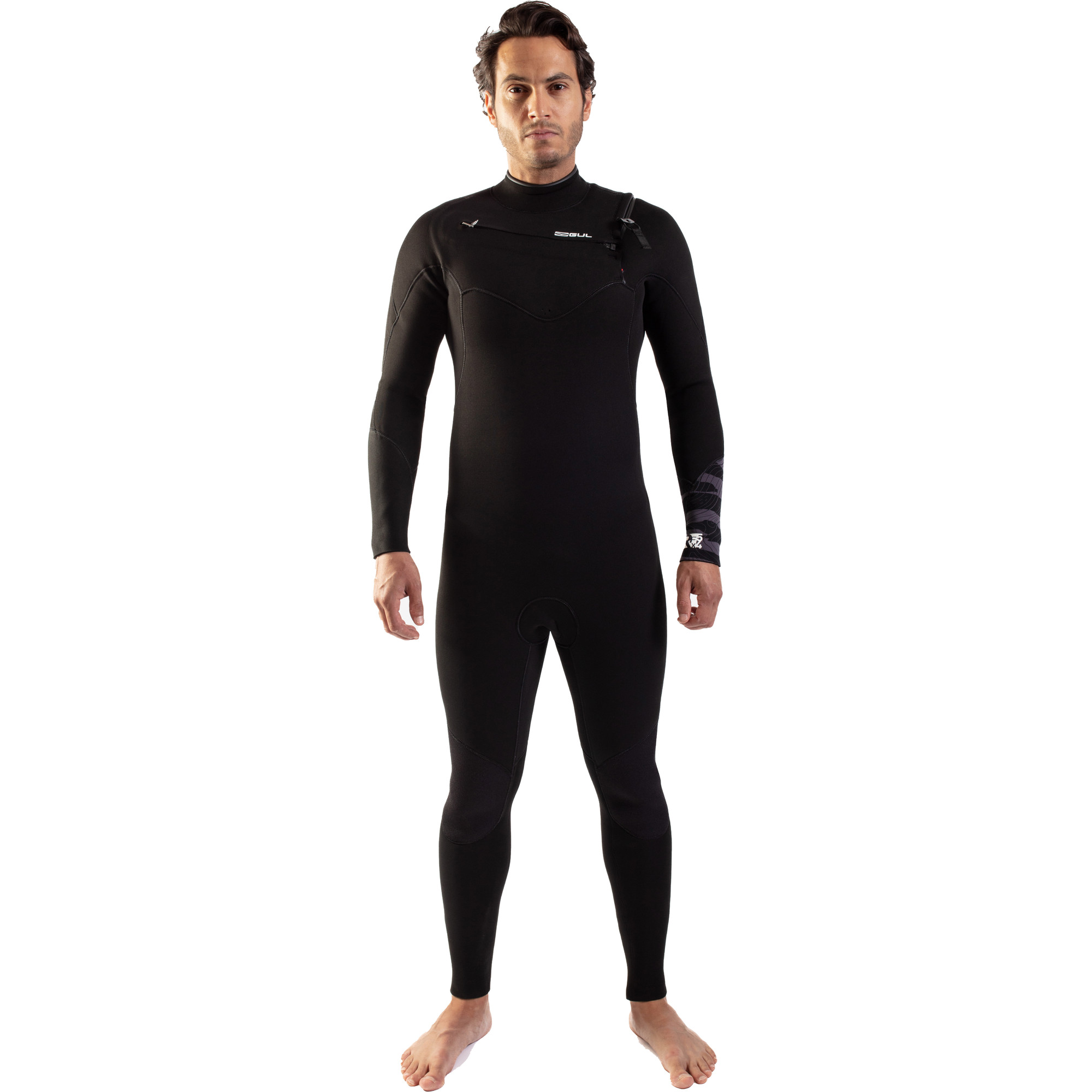 2025 Gul Mens Response FX 5/4mm Chest Zip Wetsuit RE1242-C1 - Black / Contour Camo