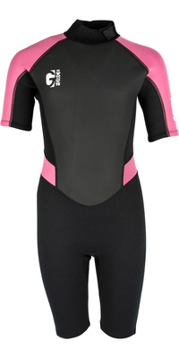 2025 Gul Junior G-Force 3mm Back Zip Shorty Wetsuit GF3308-B7 - Black / Pink