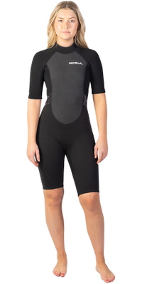 2025 Gul Womens Response 3/2mm Back Zip Shorty Wetsuit RE3318-C1 - Black
