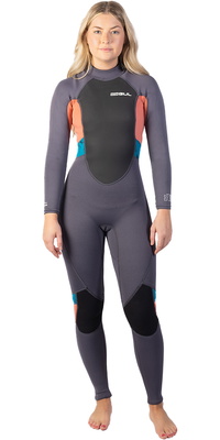 2025 Gul Womens Response 3/2mm Back Zip Wetsuit RE1319-C1 - Grey / Coral