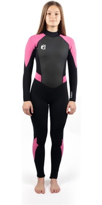 2025 Gul Junior Girls G-Force 3mm Flatlock Wetsuit GF1308-B7 - Black / Pink