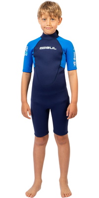 2026 Gul Junior G-Force Natur 3/2mm Back Zip Shorty Wetsuit GF3307-NABL - Navy / Blue