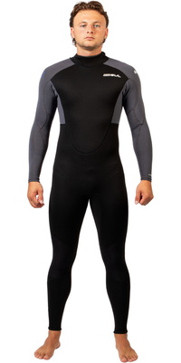 2026 Gul Mens Response Natur 3/2mm Back Zip Wetsuit RE1321-BKGY - Black / Grey