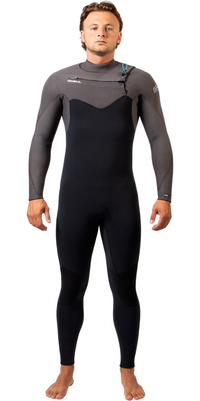 2026 Gul Mens Yulex Flexor 5/4mm Chest Zip Wetsuit FX1221-BKGY - Black / Grey