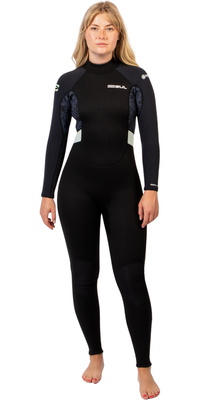 2026 Gul Womens Response Natur 3/2mm Back Zip Wetsuit RE1319-BKSP - Black / Splaterpalm