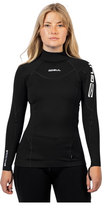 2026 Gul Womens UV Protection Long Sleeve Rash Vest RG0331-BKBK - Black