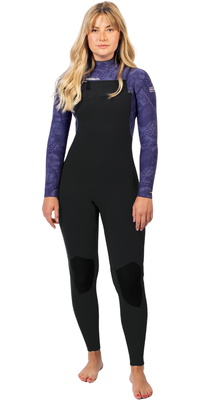 2026 Gul Womens Yulex Flexor 4/3mm Chest Zip Wetsuit FX1226-BKTB - Black / Tiebird
