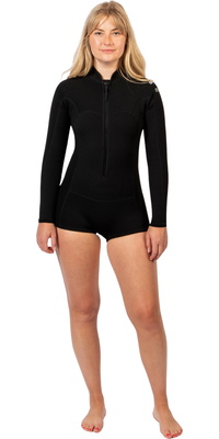 2026 Gul Womens Yulex Luna7 2mm Front Zip Boyleg Springsuit Wetsuit LA4305-BKBK - Black
