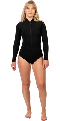 2026 Gul Womens Yulex Luna7 2mm Front Zip Springsuit Wetsuit LA4304-BKBK - Black