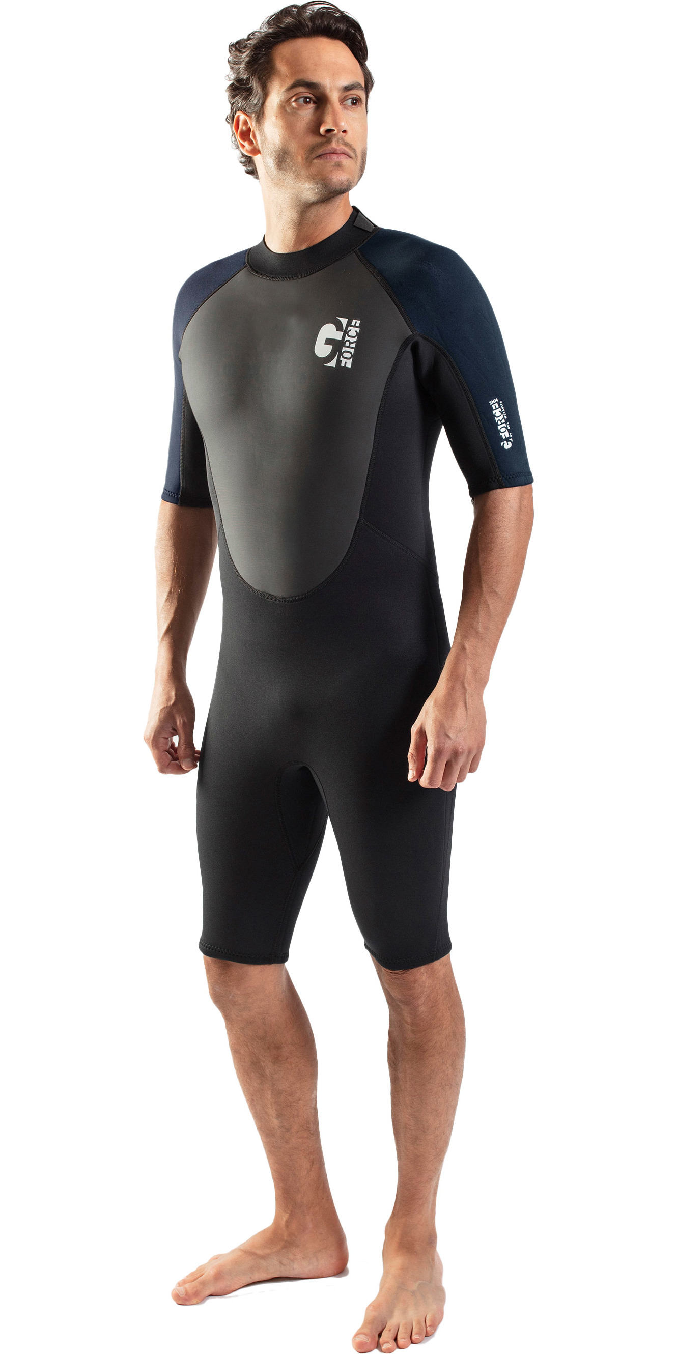 2025 Gul Mens G-Force 3mm Back Zip Shorty Wetsuit GF3305-B7 - Black / Navy