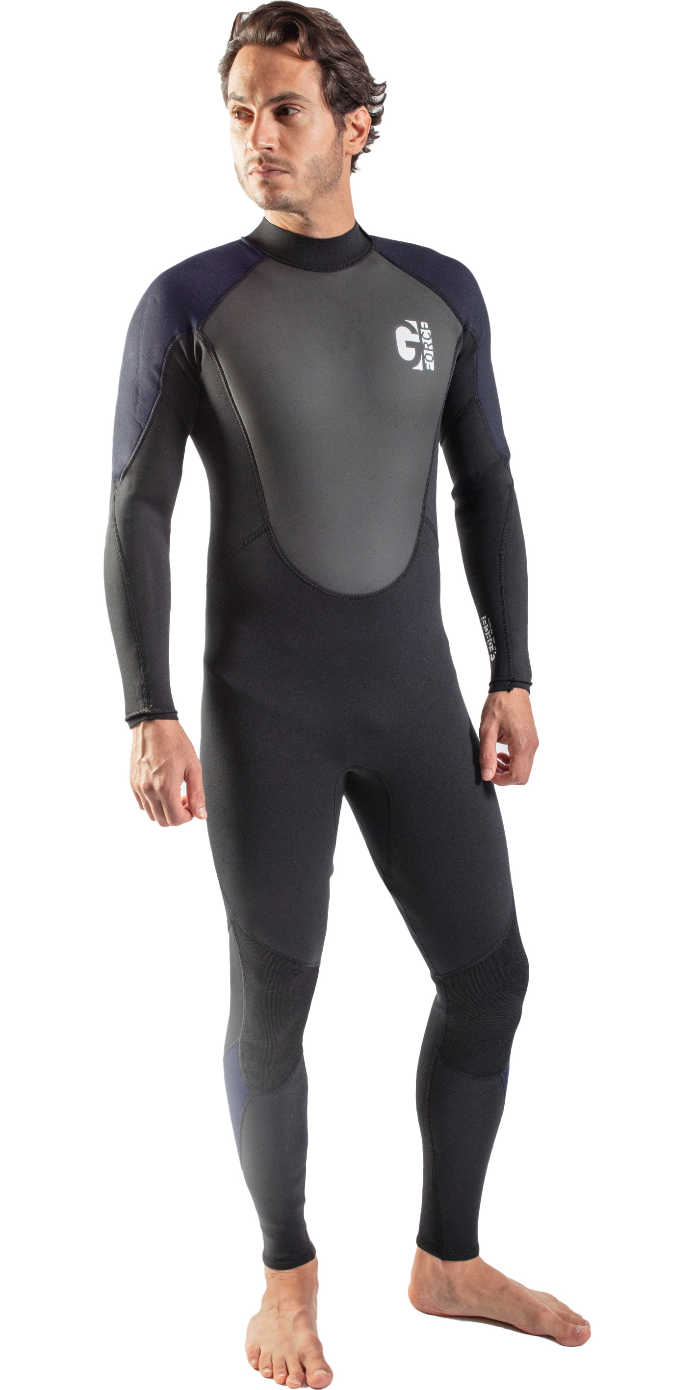 2025 Gul Mens G-Force 3mm Back Zip Flatlock Wetsuit GF1305-B7 - Black / Navy