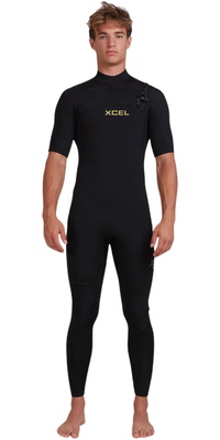 2026 Xcel Mens Comp 2mm Short Sleeve Chest Zip Wetsuit MN22ZXC4 - Black