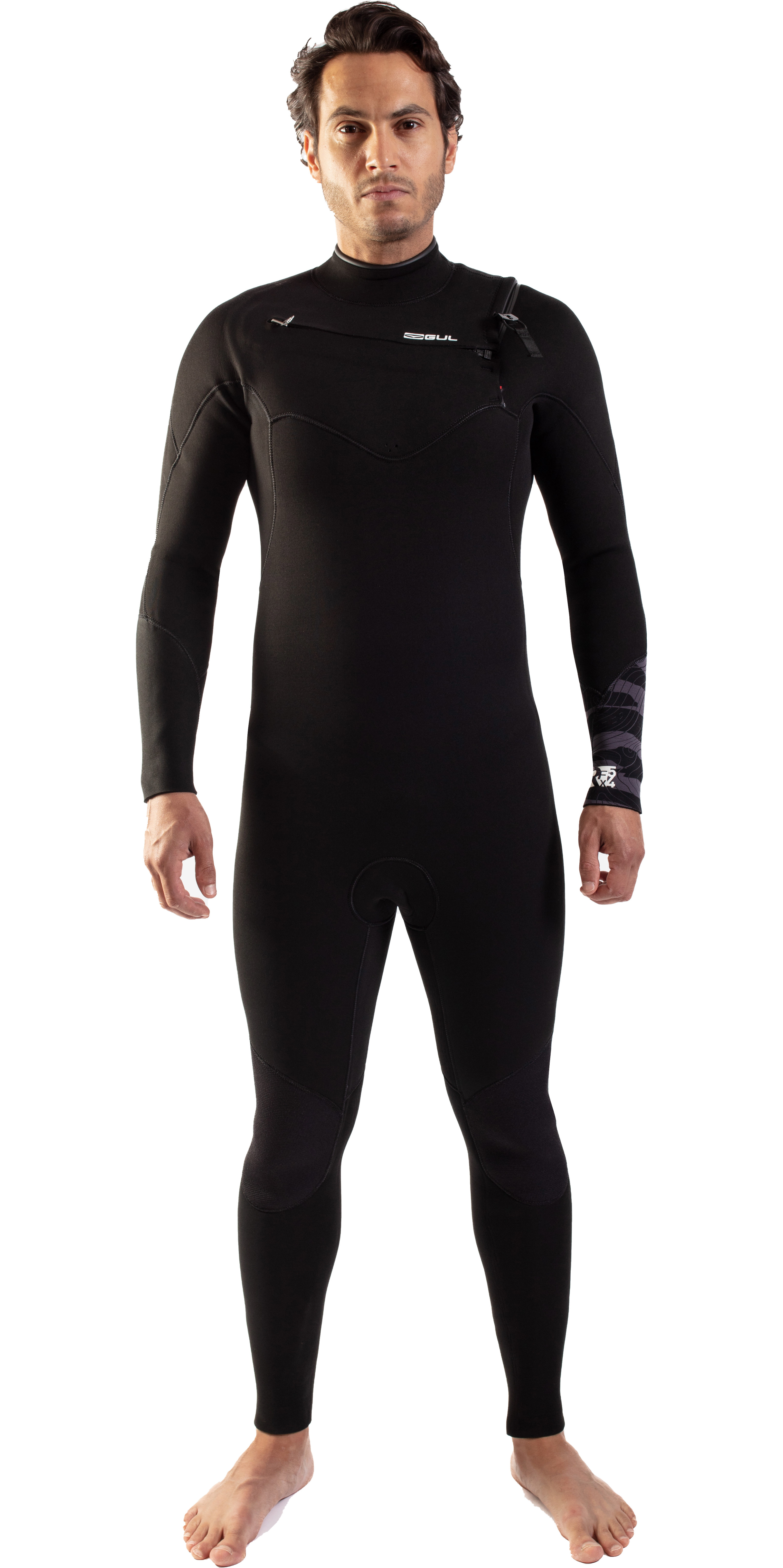 2025 Gul Mens Response FX 5/4mm Chest Zip Wetsuit RE1242-C1 - Black / Contour Camo
