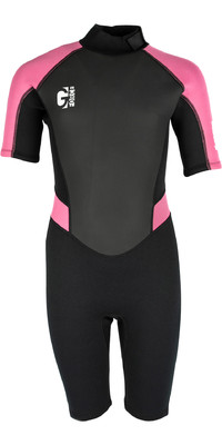 2025 Gul Junior G-Force 3mm Back Zip Shorty Wetsuit GF3308-B7 - Black / Pink