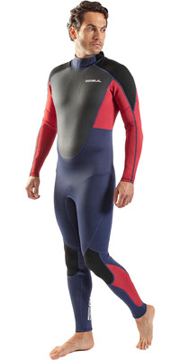 2024 Gul Mens Response 3/2mm Flatlock Back Zip Wetsuit RE1321-C1 - Red / Navy