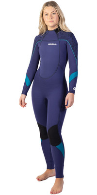 Gul Womens Response 4/3mm GBS Back Zip Wetsuit RE1248-C1 - Blue / Paisley