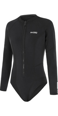 2025 Nyord Womens Tempus 2/2mm Long Sleeve Front Zip Hi Leg Shorty Wetsuit N04BA00016 - Black