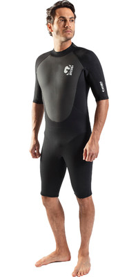 2025 Gul Mens G-Force 3mm Back Zip Shorty Wetsuit GF3305-B7 - Black