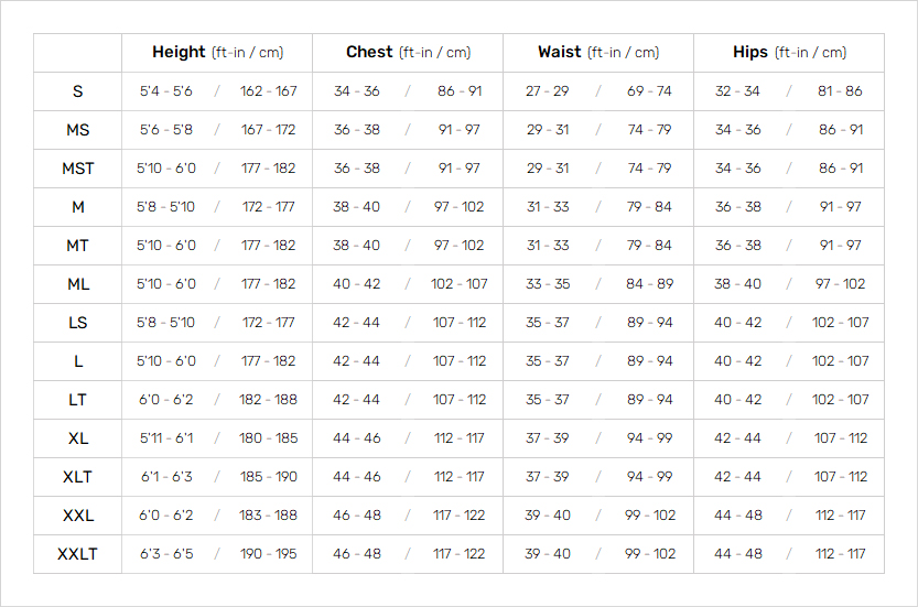 Gul Mens Wetsuits 19 Mens Size Chart