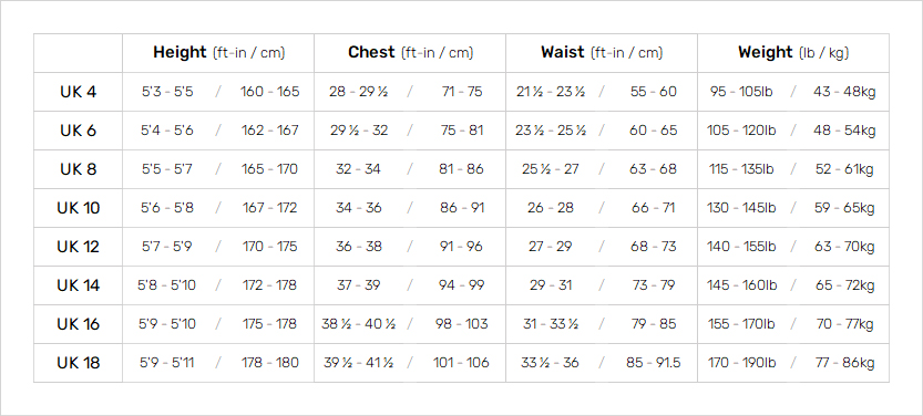 Nyord Womens Wetsuits Womens Size Chart